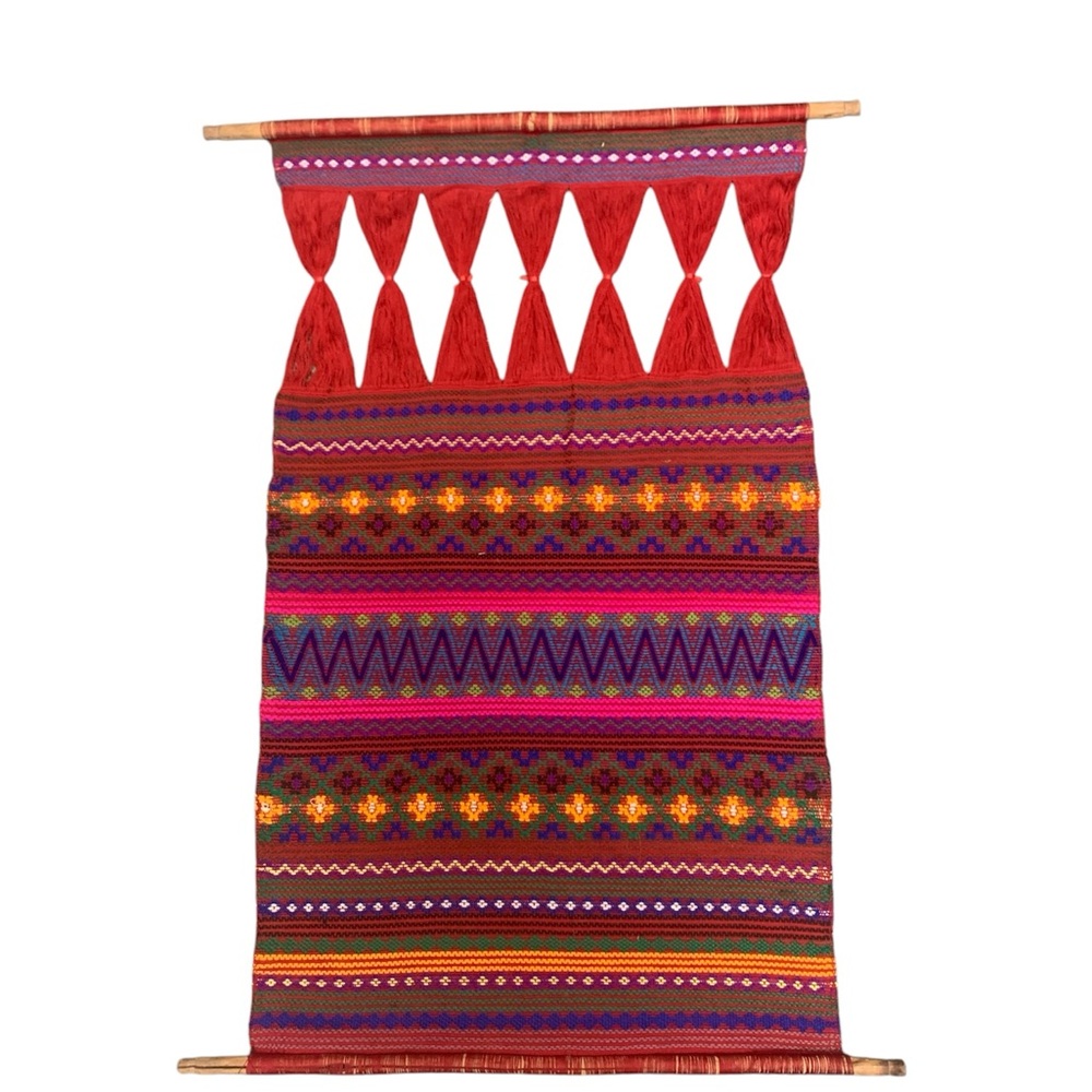 Mayan Threaded Tapestry Wall Hanging Handcrafted  Arts